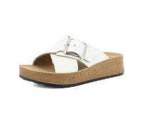 inblu Chanclas de mujer con doble banda cruzada con plantilla suave de piel sintética acolchada, suela de 4,5 cm, Color blanco., 39 EU