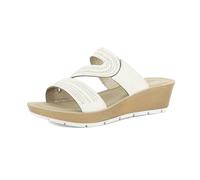 inblu Chanclas de mujer con doble banda diseño en S con brillantes, plantilla acolchada, tacón de 5 cm, blanco, 38 EU, Color blanco., 38 EU