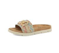 inblu Chanclas de mujer con fantasía geométrica abstracta multicolor con accesorio de cadena, natural, 38 EU, natural, 38 EU