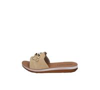 inblu Chanclas de mujer con parte superior con abrazadera dorada, plantilla de piel sintética acolchada y suela bicolor Sandalias de chanclas Mujer, arena, 36 EU