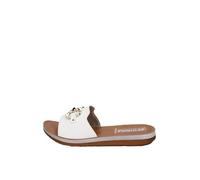 inblu Chanclas de mujer con parte superior con abrazadera dorada, plantilla de piel sintética acolchada y suela bicolor Sandalias de chanclas Mujer, Color blanco., 35 EU