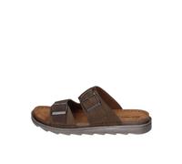 inblu Chanclas de mujer de doble banda con hebillas ajustables, plantilla de piel auténtica, sandalias de chanclas para hombre, marrón, 46 EU