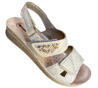 inblu Chanclas de mujer de doble cruce y hebilla ajustable, plantilla de piel sandalias de chanclas para mujer, Moca, 36 EU