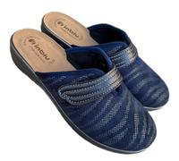inblu Chanclas mujer confort punta cerrada delante elegantes BRILLINA con trama ajustada ajustable con, Azul Olas, 38 EU