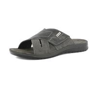 inblu Chanclas para hombre con cruce y cierre de velcro, plantilla de piel auténtica, Negro, 45 EU