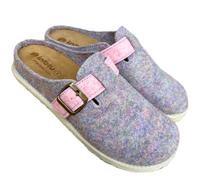inblu Chanclas zapatillas confort invierno fieltro mujer POLLY punta cerrada y hebilla plantilla plantilla SOFT extraíble, Glicine, 40 EU
