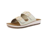 inblu Ciabatte Donna con Doppia Fibbia Dorata E Piccole Borchie, Plantare In Vera Pelle Imbottito, Sandalias deslizantes Mujer, Hielo, 37 EU