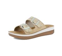 inblu Ciabatte Donna con Doppia Fibbia Regolabile Fantasia A Piuma, Suola Bicolore E Plantare In Vera Pelle, Chanclas Mujer, Arena, 39 EU