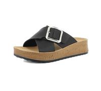 inblu Ciabatte Donna Doppia Fascia A Incrocio con Morbido Plantare In Ecopelle Imbottito, Suola 4,5cm, Chanclas Mujer, Negro, 38 EU