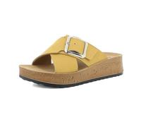 inblu Ciabatte Donna Doppia Fascia A Incrocio con Morbido Plantare In Ecopelle Imbottito, Suola 4,5cm, Chanclas Mujer, Amarillo, 35 EU