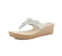 inblu Ciabatte Donna Infradito Brillantini con Zeppa E Plateau, Plantare In Pelle Imbottito, Chanclas Mujer, Hielo, 38 EU