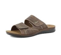 inblu Ciabatte Uomo A Doppia Fascia con Chiusura A Strappo, Plantare In Vera Pelle, Mule Hombre, marrón Oscuro, 42 EU
