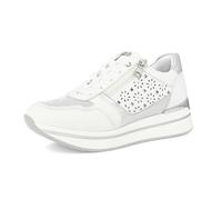 inblu Mujer Monocolor De Imitación De Cuero con Túforo De Flores, Zapatillas De Deporte con Cordones Y Cremallera, De 35 A 41, Color Blanco, 40 EU