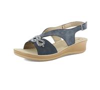 inblu Sandali Donna A Con Cinturino Regolabile E Brillantini, Zeppa 3,5 cm, Sandalia plantar en Ecopelle, azul, 40 EU