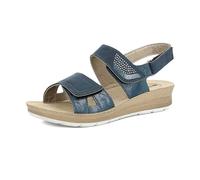 inblu Sandali Donna con Tripla Chiusura A Strappo Regolabile E Strass, Plantare In Vera Pelle, deslizantes Mujer, Turquesa, 37 EU