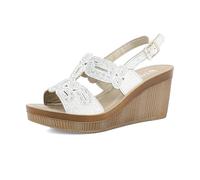 inblu Sandali Donna In Ecopelle con Brillantini, Cinturino E Fibbia Regolabile, Plantare Imbottito, Zeppa 7,5cm, cuña Mujer, Color Blanco, 41 EU