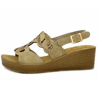 inblu Sandalias con parte superior perforada y cuña ligera, plantilla anatómica de piel auténtica, sandalias de chanclas para mujer, arena, 37 EU