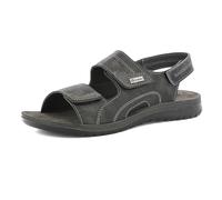inblu Sandalias de hombre con triple ajuste de velcro, plantilla de piel auténtica, zapatillas, 42 EU, Negro, 42 EU