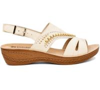 inblu Sandalias de mujer con cuentas y brillantes, cuña de 4,5 cm, plantilla de piel auténtica, Color blanco., 38 EU