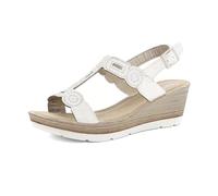 inblu Sandalias de Mujer de Piel sintética con cuña y Brillo, Plantilla Acolchada y Correa Ajustable, de 35 a 41, Color Blanco, 38 EU