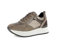inblu Sneakers Donna con Inserto Effetto Pitonato, Lacci E Cerniera, Tacco 4,5 Cm, Plateau 2,5 Cm, Zapatillas Mujer, TóRTOLA, 35 EU