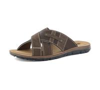 inblu Zapatillas de hombre Ciabatte Uomo A Fasce Incrociate con Plantare in Ecopelle Imbottito, marrón oscuro, 45 EU