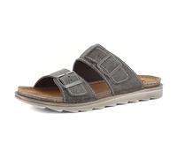 inblu Zapatillas de Hombre clásicas de Doble Banda con Hebilla y Plantilla de Cuero Genuino, de 40 a 46, Sandalias deslizantes, Gris, 42 EU