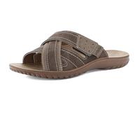 inblu Zapatillas de Hombre de Piel sintética con Bandas Cruzadas con Cierre Ajustable de Velcro, Tallas 39 a 46, Sandalias deslizantes, marrón, 44 EU