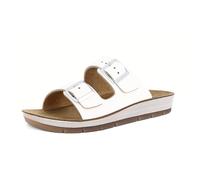 inblu Zapatillas de Mujer de Doble Banda con Maxi Hebillas y Plantilla de Piel auténtica, Desde 35 hasta 41, Sandalias deslizantes, Color Blanco, 40 EU