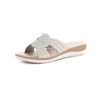 inblu Zapatillas de Mujer de Piel sintética con decoración de Diamantes de imitación, Plantilla Acolchada, Tallas 35 a 41, Sandalias deslizantes, Hielo, 39 EU