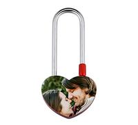 INBLUE Candado de Amor Personalizado en Forma de Corazón Imagen Personalizada Nombre Fecha para Pareja Novio Novia Puente de Amor Candado de Aluminio Regalo de San Valentín