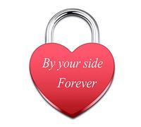 INBLUE Candado Personalizado en Forma de Corazón Grabado Imagen Foto Nombre Fecha para Pareja Novio Novia Puente de Amor Candado de Aleación con llave Relación Regalo de Amante(Color Rojo)