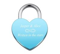 INBLUE Candado Personalizado en Forma de Corazón Grabado Imagen Foto Nombre Fecha para Pareja Novio Novia Puente de Amor Candado de Aleación con llave Relación Regalo de Amante(Color Azul)