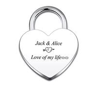 INBLUE Candado Personalizado en Forma de Corazón Grabado Imagen Foto Nombre Fecha para Pareja Novio Novia Puente de Amor Candado de Aleación con llave Relación Regalo de Amante(Color Plata)