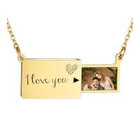 INBLUE Collar con Medallón Personalizado para Mujer Colgante con Carta de Amor Collar con Sobre Personalizado con Foto Joyería para Parejas Regalo para Mamá Esposa Amiga - A2