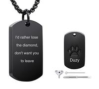 INBLUE Collar Urna Personalizado para Cenizas, Corazón de Acero Inoxidable Colgante, Grabado Foto Perro Gato Nombre, Cremación Joyería Mujeres Hombres con Juego de Embudo, Alas de Ángel