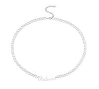 INBLUE Personalizada Nombre Collar de Perlas para Mujeres Collar de Gargantilla de Perlas con Cadena de Acero Inoxidable Hilos de Perlas con Nombre Colgante Joyería Regalo para Cumpleaños - C1