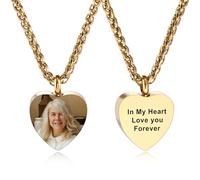 INBLUE Personalizado Corazón Urna Collar para Mujeres Grabado con Foto/Texto Relicario Porta Cenizas Ala de Ángel Cremación Recuerdo Colgante Joyería para Cenizas de Seres Queridos - A3