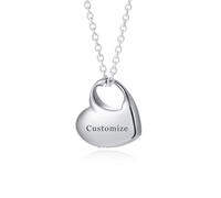 INBLUE Personalizado Corazón Urna Collares para Cenizas para Mujer Forever In My Heart Texto Grabado Acero Inoxidable Colgante Recuerdo Joyería Conmemorativa para Cenizas de Seres Queridos - Texto