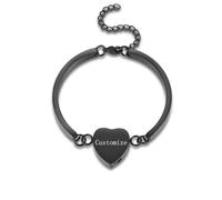 INBLUE Pulsera Urna Personalizable para Cenizas para Mujeres, Pulsera Urna en Forma de Corazón de Acero Inoxidable para Cenizas, Joyería Conmemorativa Personalizable con Foto/Nombre -B3