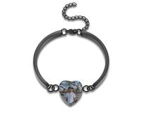INBLUE Pulsera Urna Personalizable para Cenizas para Mujeres, Pulsera Urna en Forma de Corazón de Acero Inoxidable para Cenizas, Joyería Conmemorativa Personalizable con Foto/Nombre -B1
