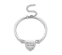 INBLUE Pulsera Urna Personalizable para Cenizas para Mujeres, Pulsera Urna en Forma de Corazón de Acero Inoxidable para Cenizas, Joyería Conmemorativa Personalizable con Foto/Nombre -A3