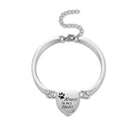 INBLUE Pulsera Urna Personalizable para Cenizas para Mujeres, Pulsera Urna en Forma de Corazón de Acero Inoxidable para Cenizas, Joyería Conmemorativa Personalizable con Foto/Nombre -A2