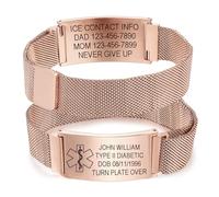 INBLUE Pulseras de Alerta Médica Personalizadas para Hombres Mujeres con Texto Pulseras de Identificación Médica Ajustables de Nailon y Acero Inoxidable para Personas Mayores Epilepsia Diabetes - B4