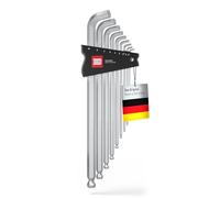 INBUS® 70211 Set de llaves hexagonales 9pz, 1.5-10mm, con Ángulo de 100° & Cabezal de Bola - Made in Germany