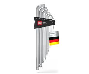 INBUS® 70211 Set de llaves hexagonales 9pz, 1.5-10mm, con Ángulo de 100° & Cabezal de Bola - Made in Germany