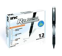 Inc. R2 Precision - Juego de bolígrafos de punta ultra fina de 0.5 mm con agarre cómodo para la escuela, oficina, escritura y diario, paquete de 12, tinta negra