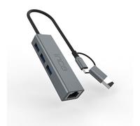 Inca Adaptador USB C LAN IUTP-03TX y 3 Puertos USB 3.0 con Gigabit Ethernet, RJ45 1000 Mbps, 10/100/1000 Gigabit LAN, Adaptador Ethernet para PC, portátil, iPad, MacBook, Carcasa de aleación de