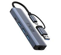 Inca Concentrador IUTP-5T USB/Type-C - Carcasa de Aluminio, 3 Puertos USB 3.0 + Type-C + Ethernet RJ45; 3 Puertos USB 3.0 de Alta Velocidad, Transferencia de Datos de hasta 5 Gbps