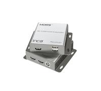 İnca Extensor HDMI KVM IEX-120, 120 m, 4K a 30 Hz, a través de Cat5e, Cat6, Cat6e, Cat7, canal de retorno por infrarrojos, teclado y ratón, loop-out, Plug & Play, RJ45 Ethernet, salida HDMI local